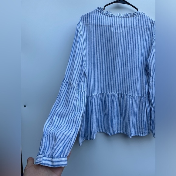 Rails Raylyn Fremont Linen Rayon Blend Blue White Striped Boho Blouse Top Small - Picture 11 of 16